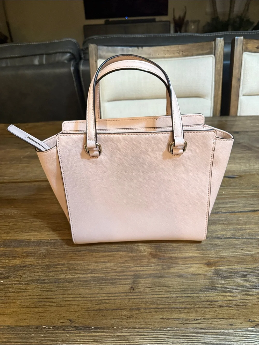 kate spade Blush Pink Leather Satchel with Bow Accent